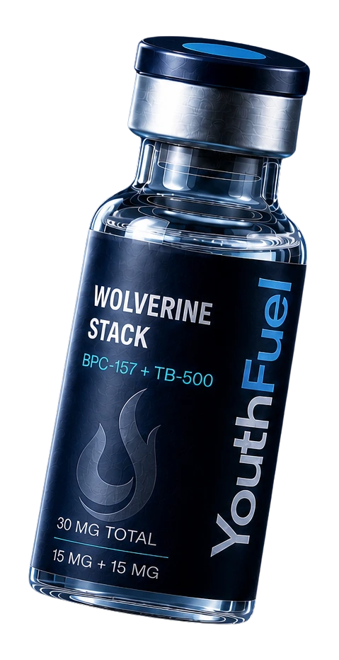 YouthFuel Wolverine Stack vial shown as concept packaging